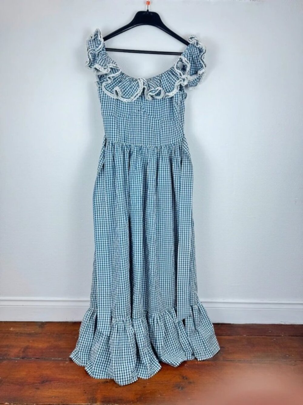 DOEN Blue Gingham Maxi Dress S